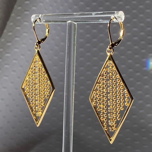 Joan Rivers Vintage Geometry Rhinestone Fringe Leverback Earrings - Picture 2 of 15